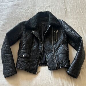 🖤 Black Rivet Faux Leather Moto Jacket (Size S)